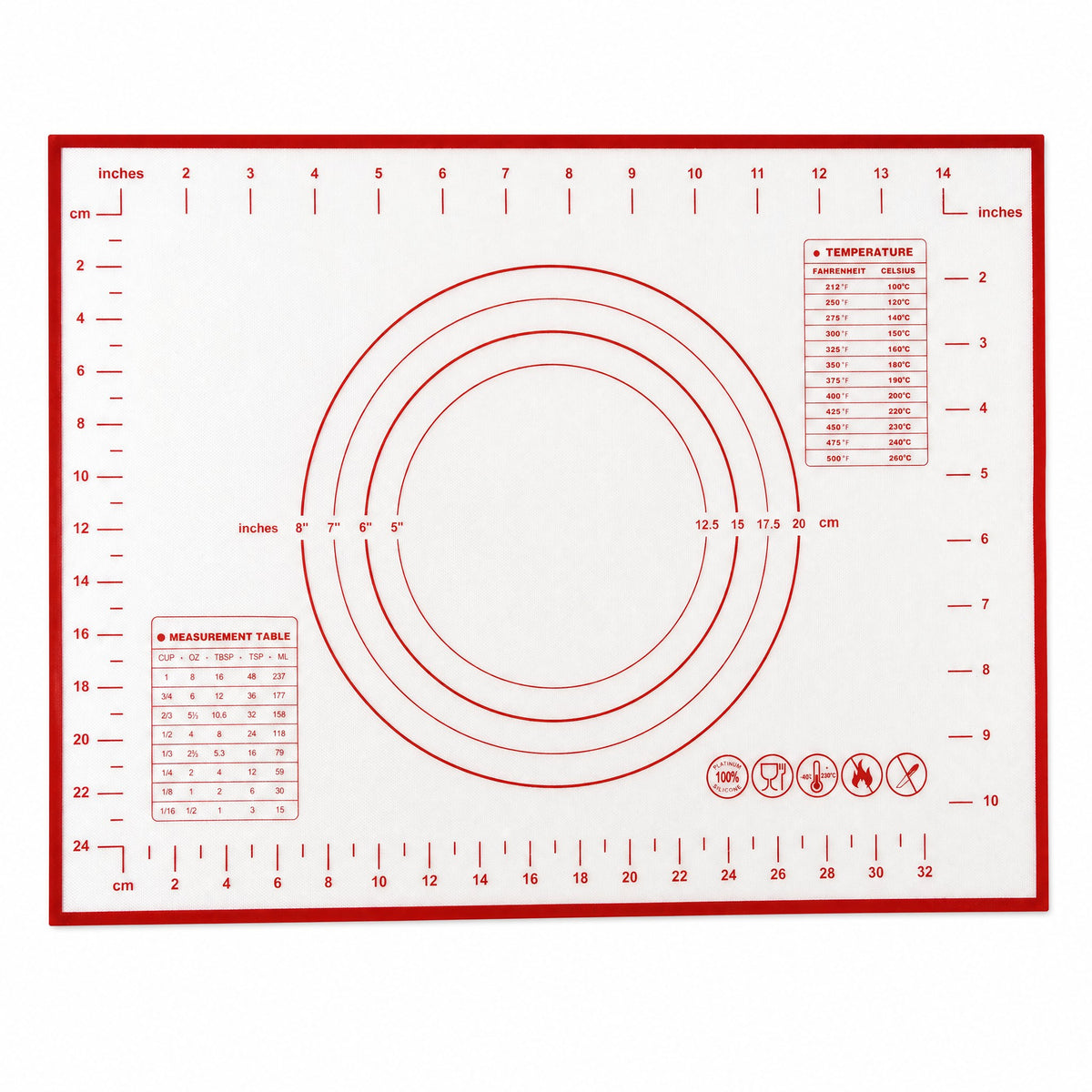 Silicone Baking Mat Dough Rolling Mat With Measurement Markings