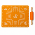 Silicone Dough Rolling Mat 40×30cm with Wooden Handle Rolling Pin Set
