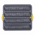 4-Cavity Silicone Baguette Baking Mold With Reinforced Metal Frame