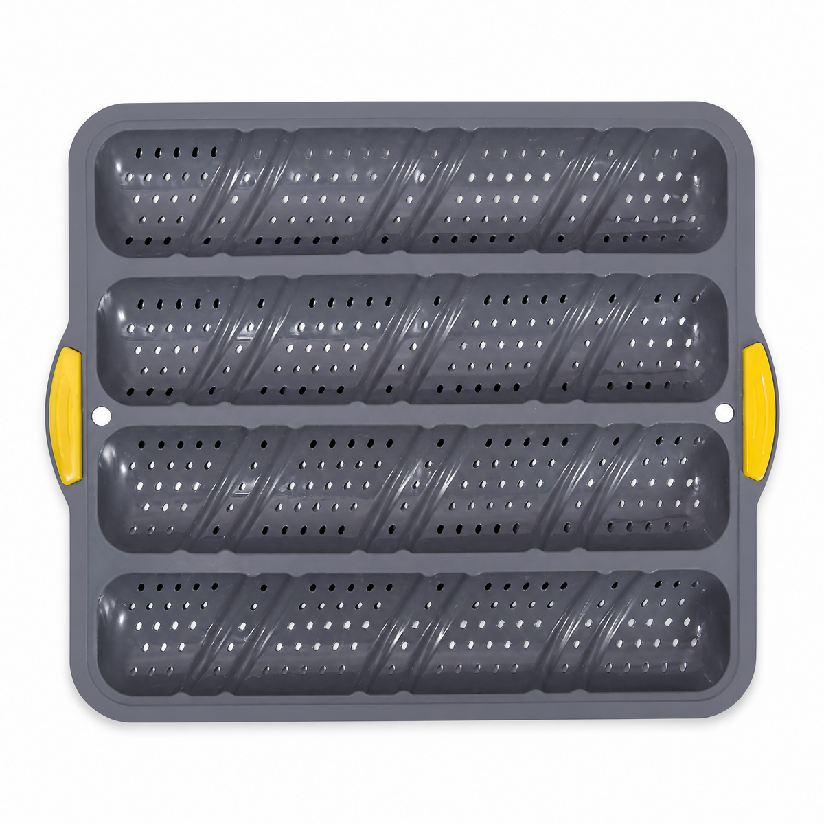 4-Cavity Silicone Baguette Baking Mold With Reinforced Metal Frame