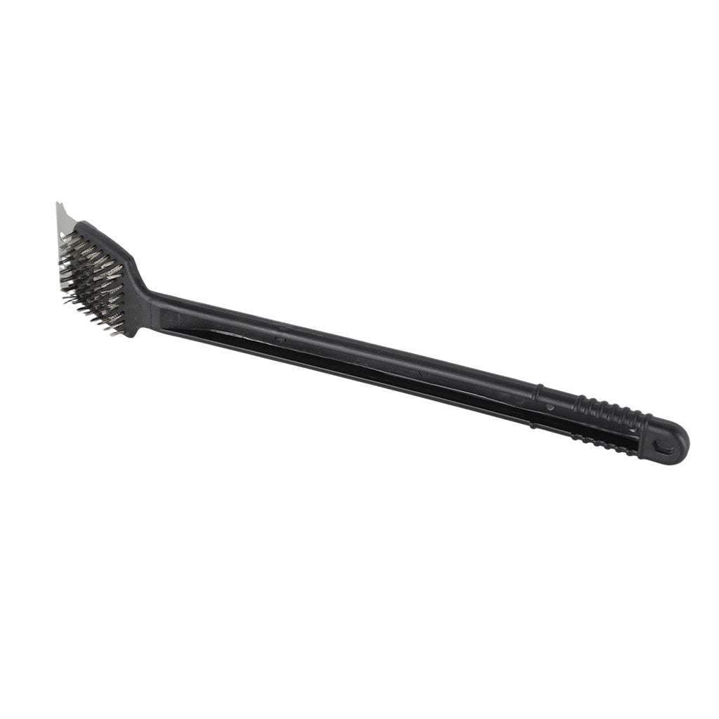 Long Handle BBQ Grill Cleaning Brush With Wire Bristles & Metal Scraper