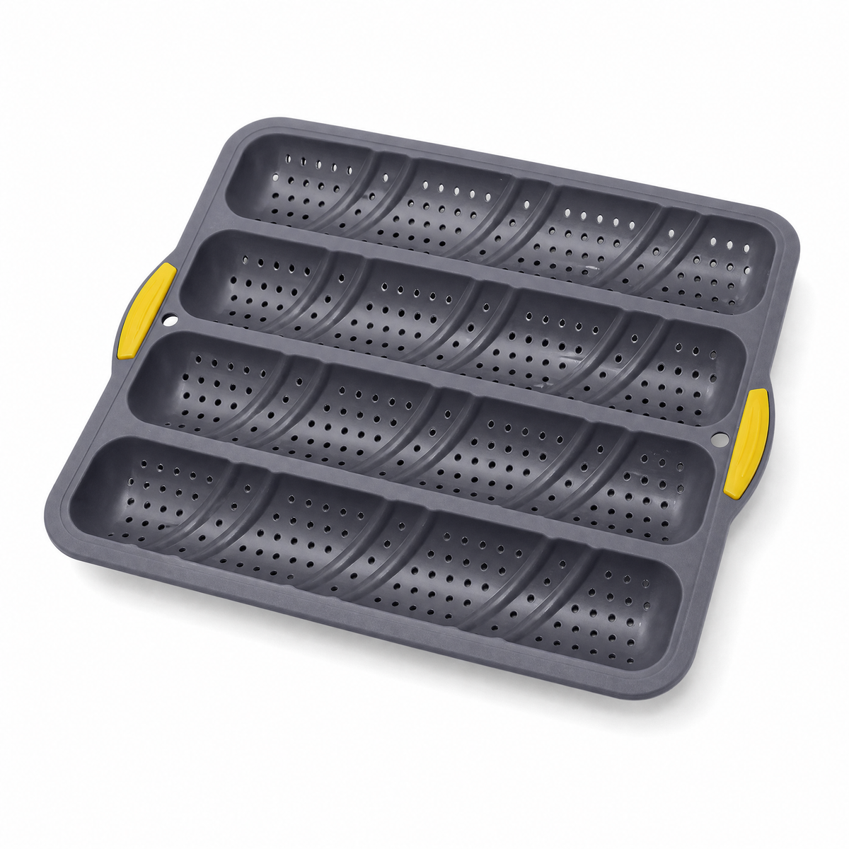 4-Cavity Silicone Baguette Baking Mold With Reinforced Metal Frame