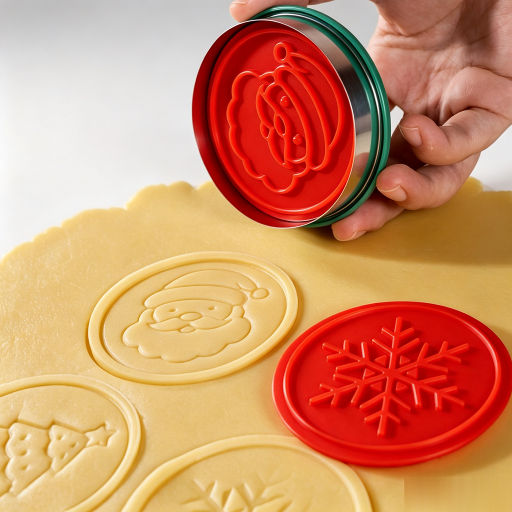 Round Cookie Cutter with PP Cookie Stamp (Christmas Theme)