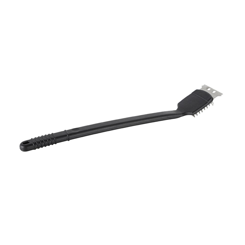 Long Handle BBQ Grill Cleaning Brush With Wire Bristles & Metal Scraper