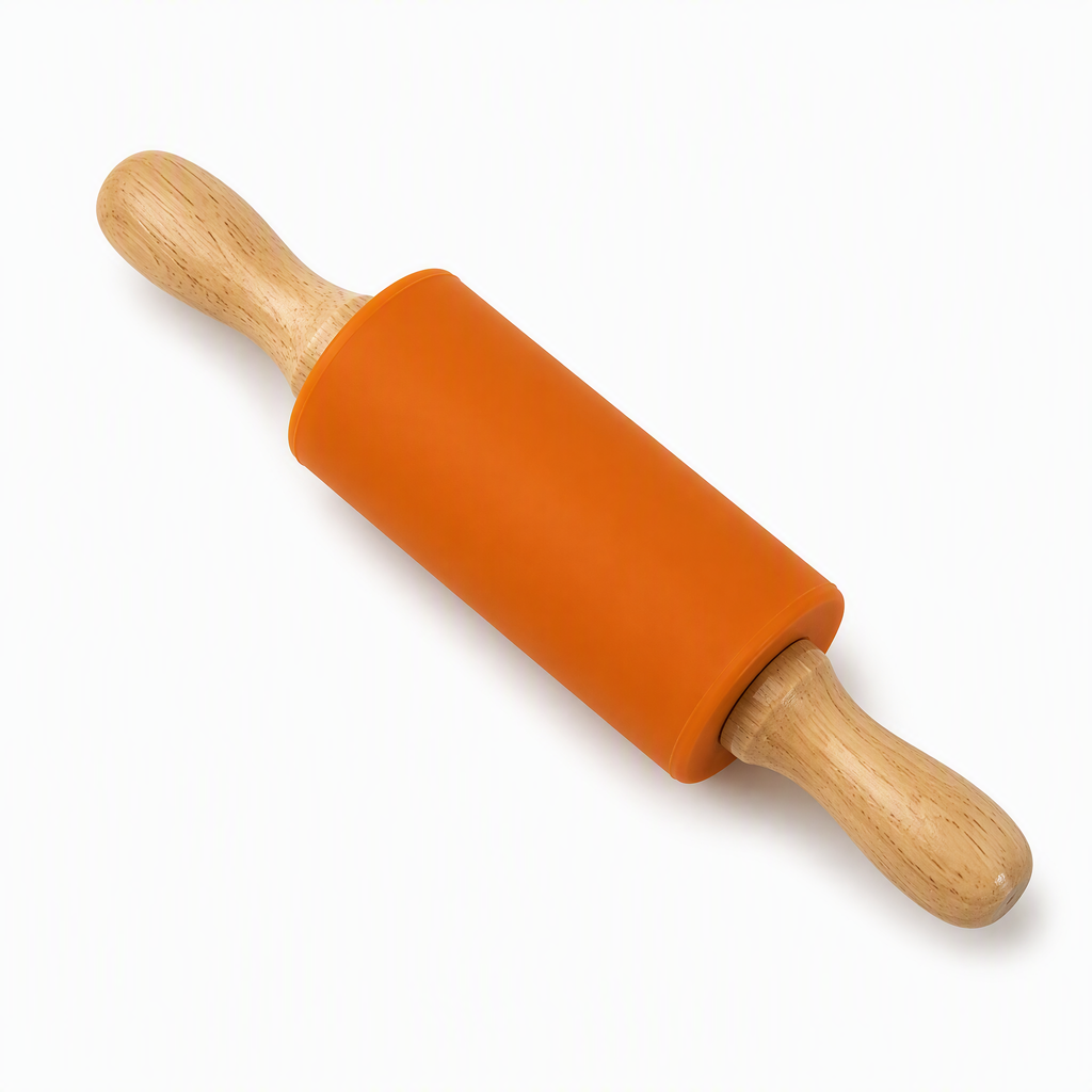 Silicone Dough Rolling Mat 40×30cm with Wooden Handle Rolling Pin Set