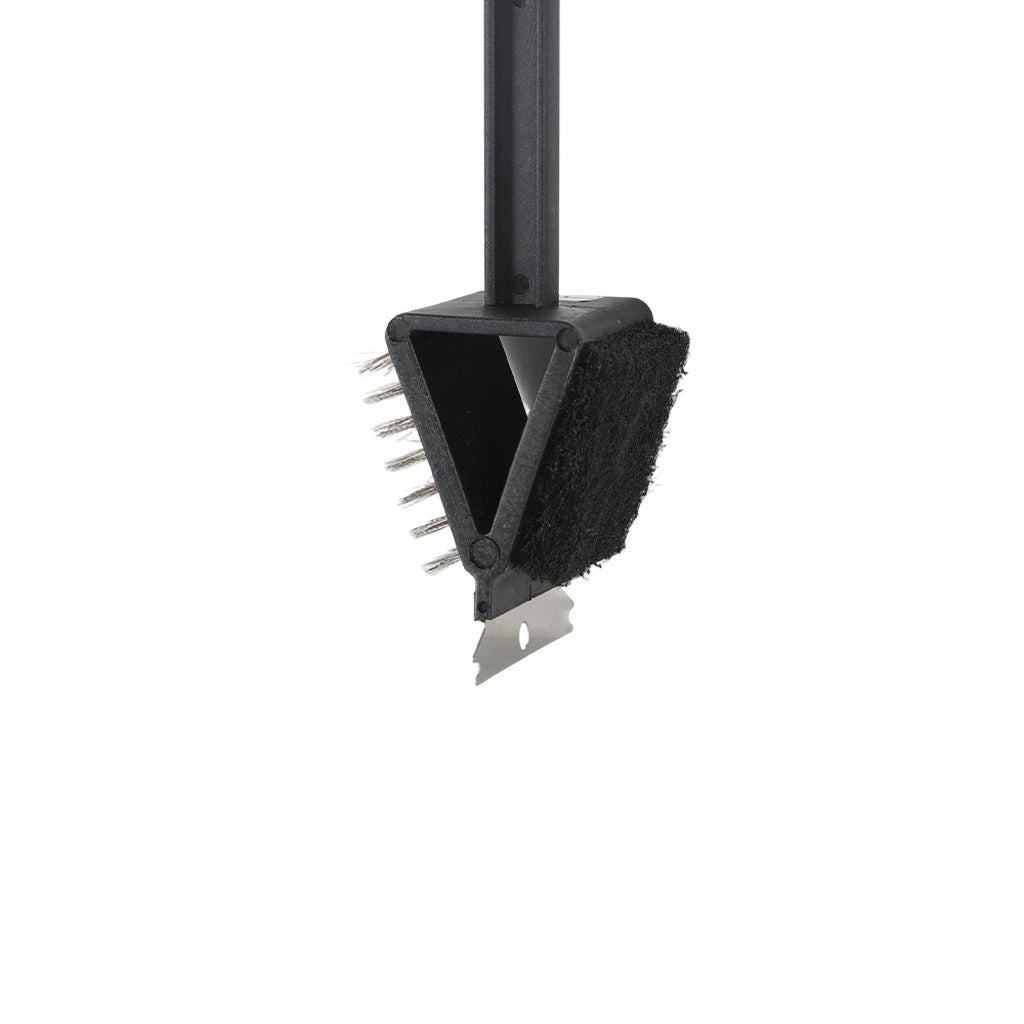 3-in-1 BBQ Grill Cleaning Brush with Wire Bristles, Scouring Pad & Metal Scraper