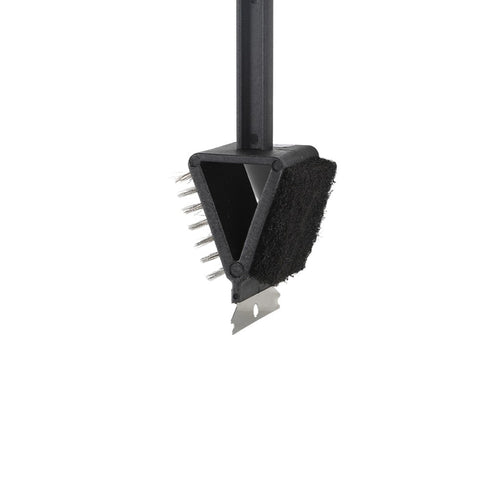 3-in-1 BBQ Grill Cleaning Brush with Wire Bristles, Scouring Pad & Metal Scraper