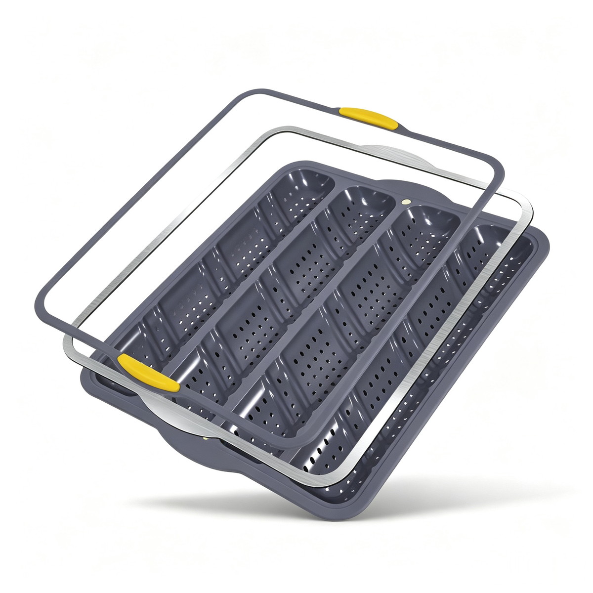 4-Cavity Silicone Baguette Baking Mold With Reinforced Metal Frame