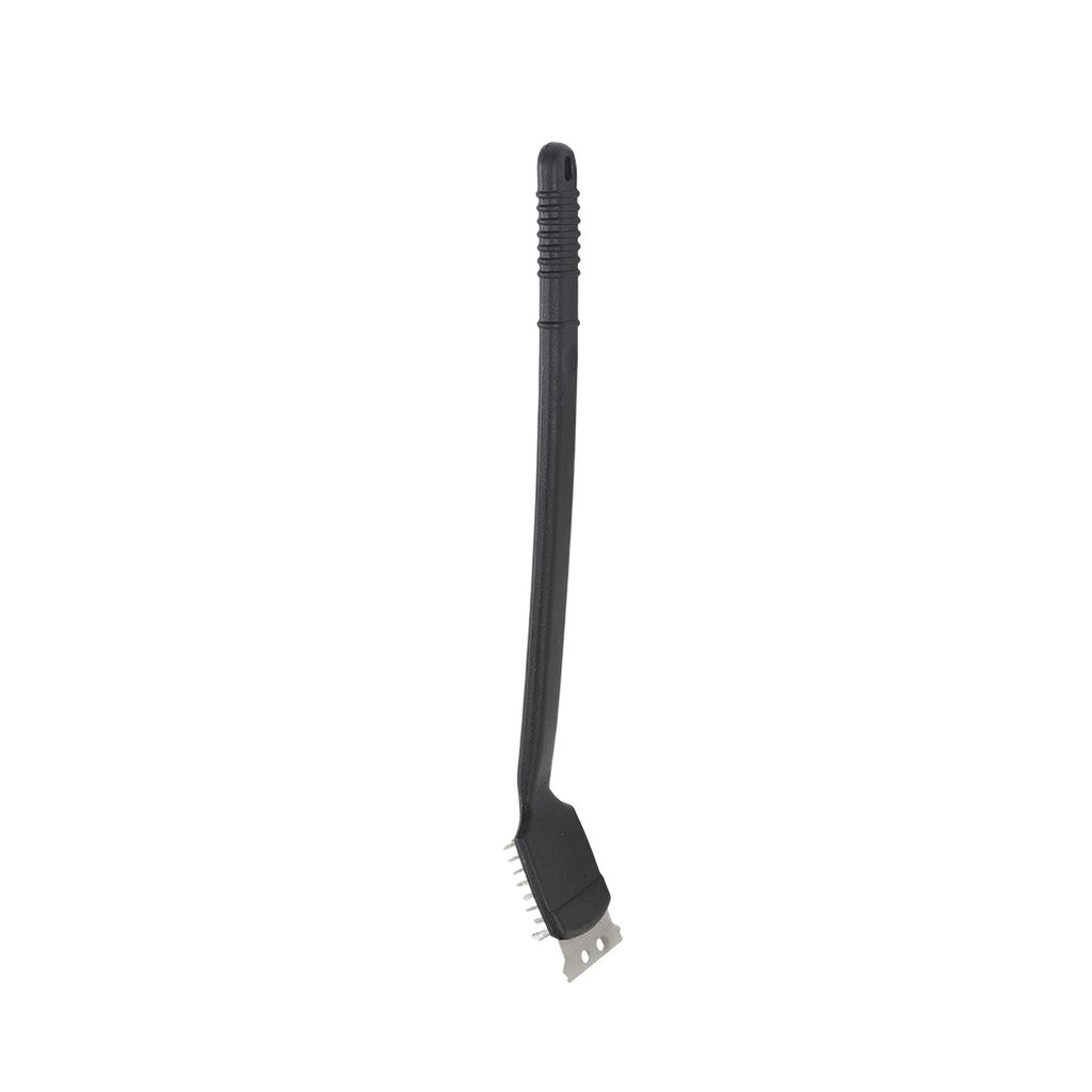 Long Handle BBQ Grill Cleaning Brush With Wire Bristles & Metal Scraper