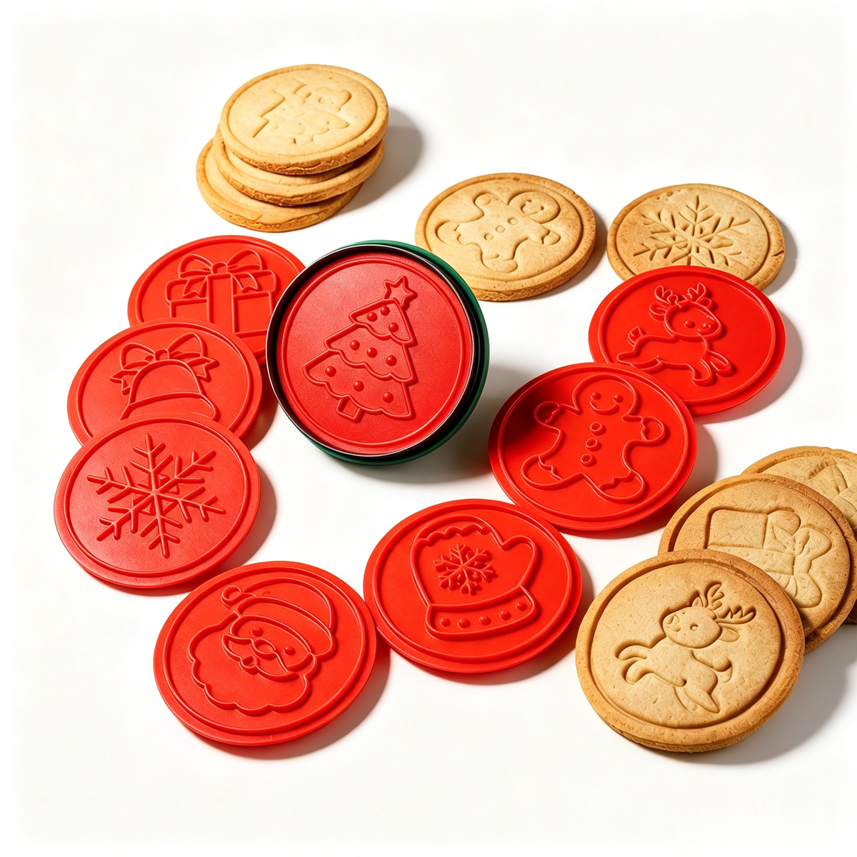 Round Cookie Cutter with PP Cookie Stamp (Christmas Theme)